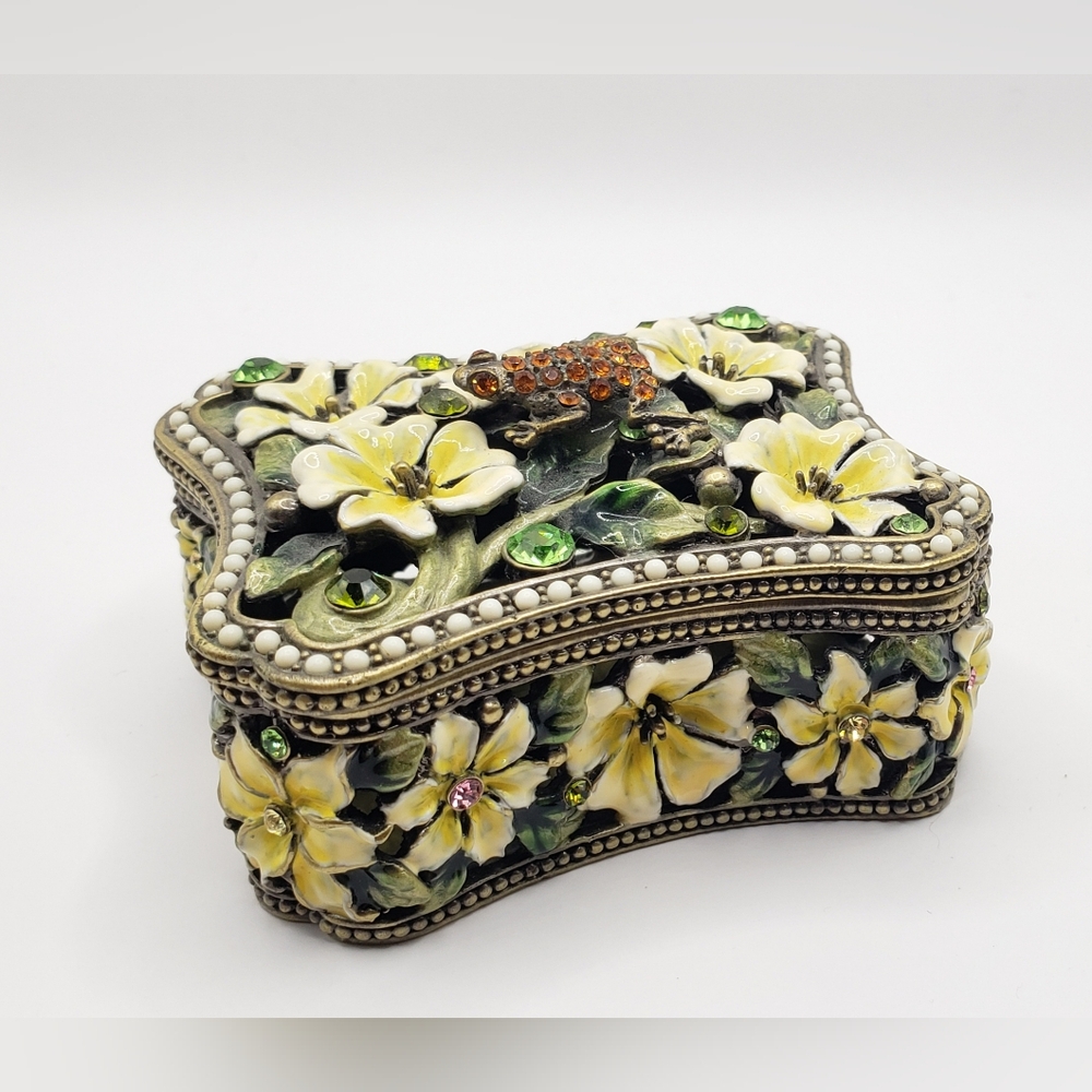 Frog jewelry box with gemstones trinket box